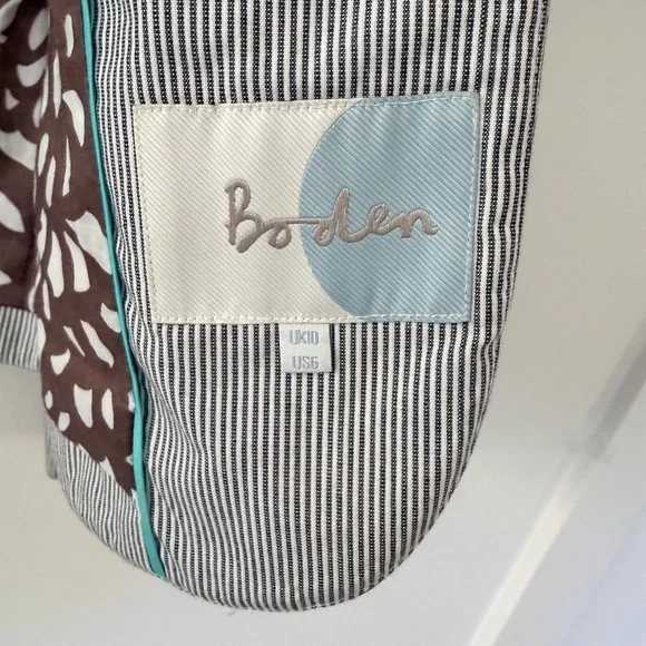 Boden Pinstripe Navy White Cotton Blazer Tuxedo Style Classic Office Preppy Sz 6 - Picture 6 of 10